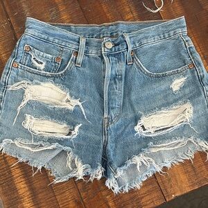 Levi's Blue Distressed Jean Shorts